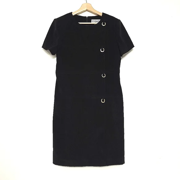 Jessica Howard | Dresses | Jessica Howard Vintage 9s Black Midi With Gold  Rings Dress Size 2 | Poshmark